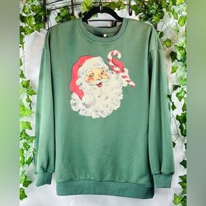 Santa Graphic Green Sweatshirt